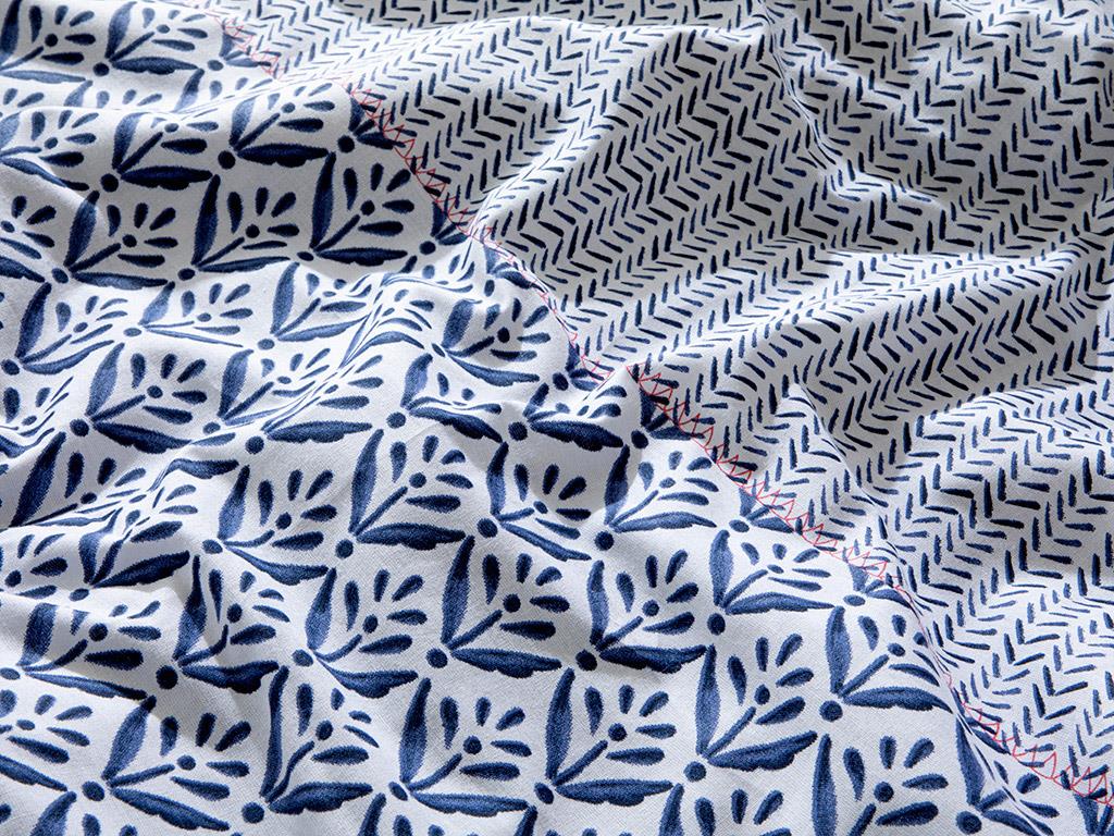 Vernal Pleasure Cotton Super King Duvet Cover Set 260x220 cm İndigo