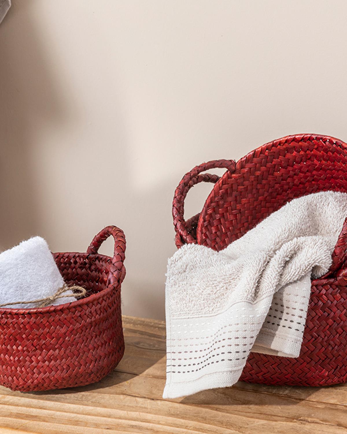 Violette Wicker Medium Basket 17x9 cm Pınk