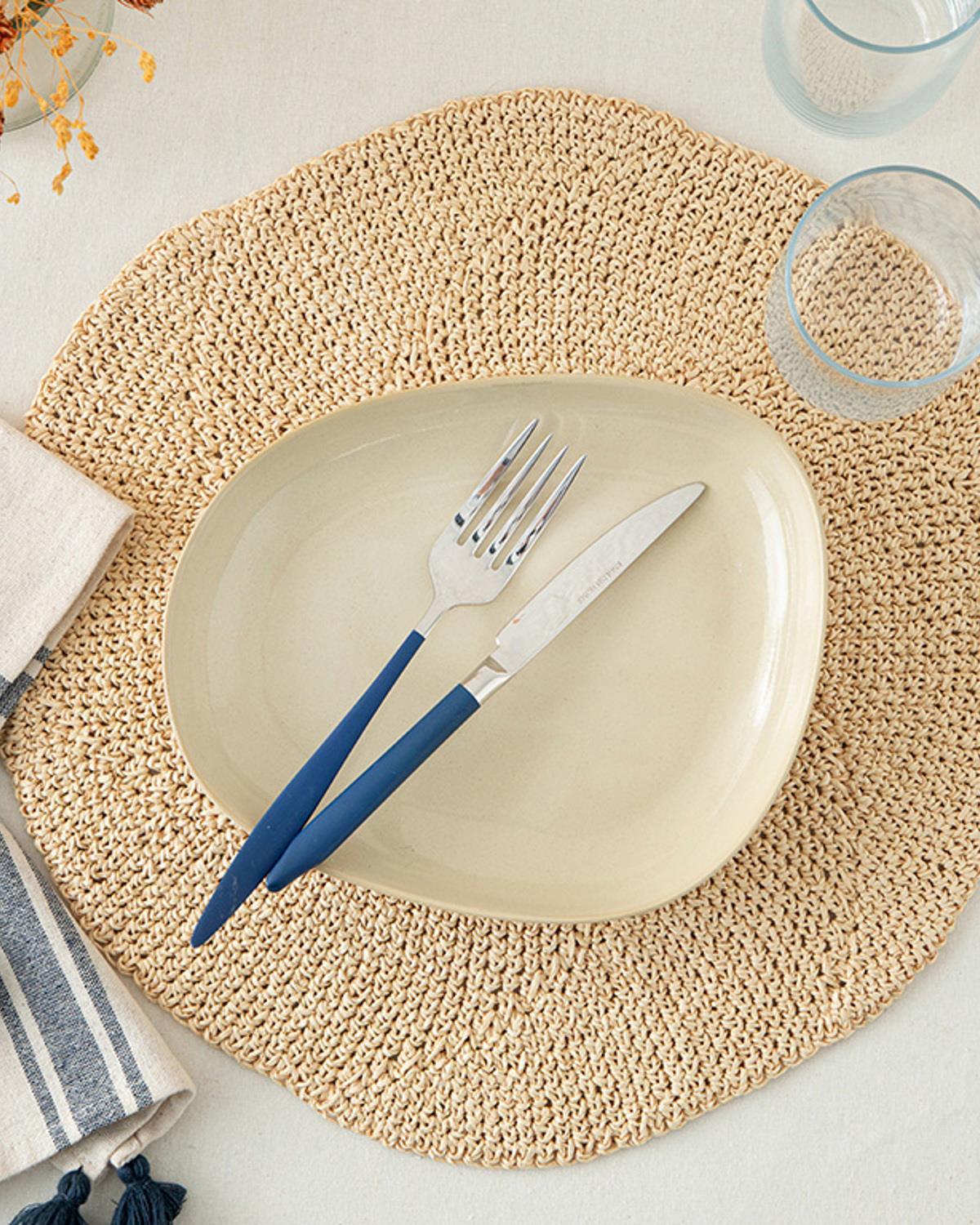 Wicker Weave Американзки Сервиз Кремово, 37 Cm