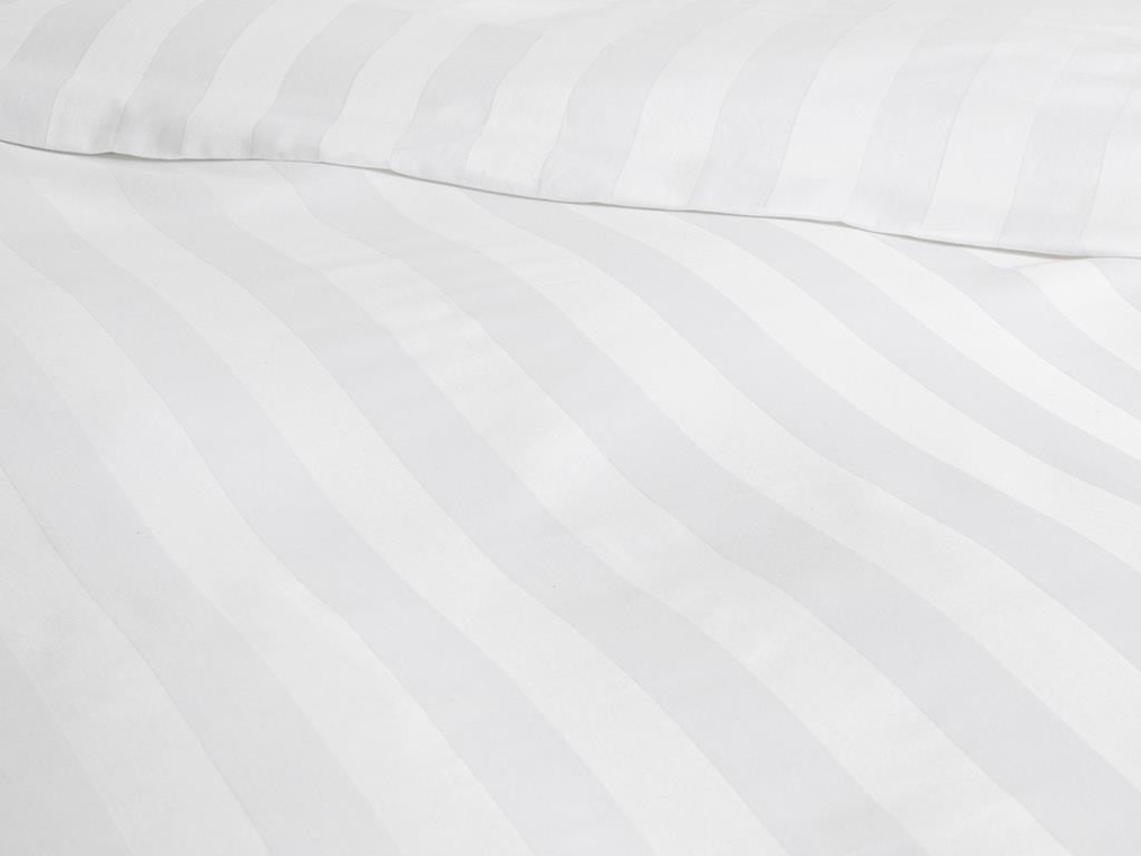 Wide Stripe СПАЛНО БЕЛЬО КОМПЛЕ Двоен човек Памучен сатен на райета 200x220 cm White