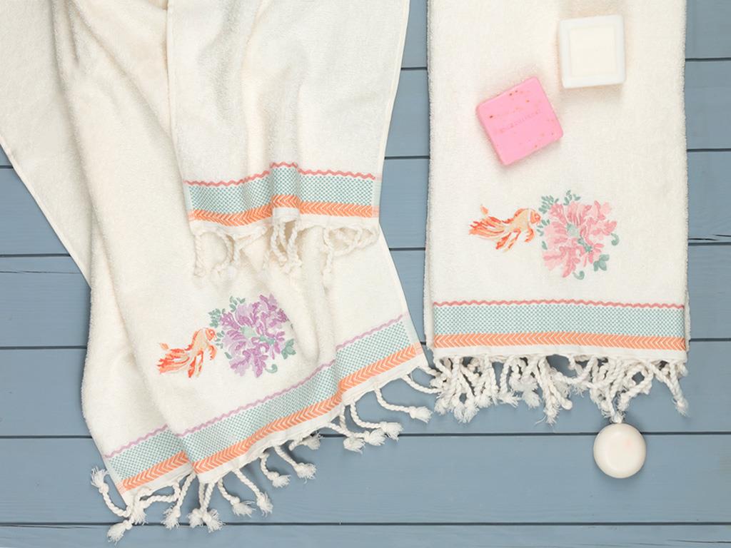 Zen Damask ХАВЛИЯ ЗА ЛИЦЕ Бродирани 50x80 cm Cream-Pink