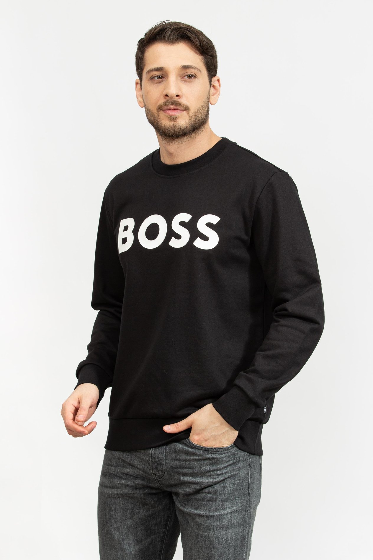 Boss Erkek Bisiklet Yaka Sweatshirt