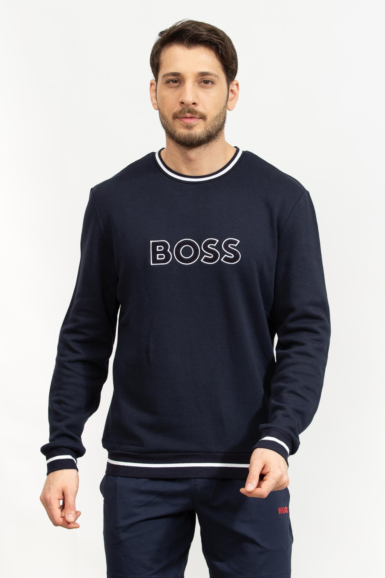 Boss Erkek Bisiklet Yaka Sweatshirt
