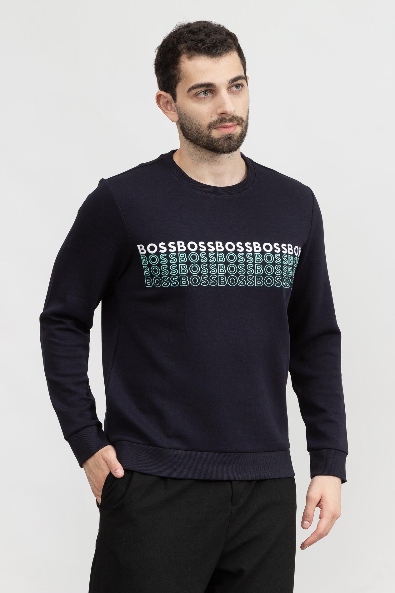 Boss Salbo Erkek Bisiklet Yaka Sweatshirt