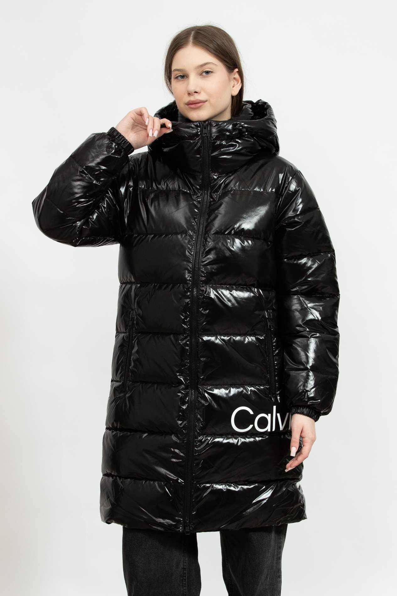 Calvin Klein Shiny Long Fitted Kadın Mont
