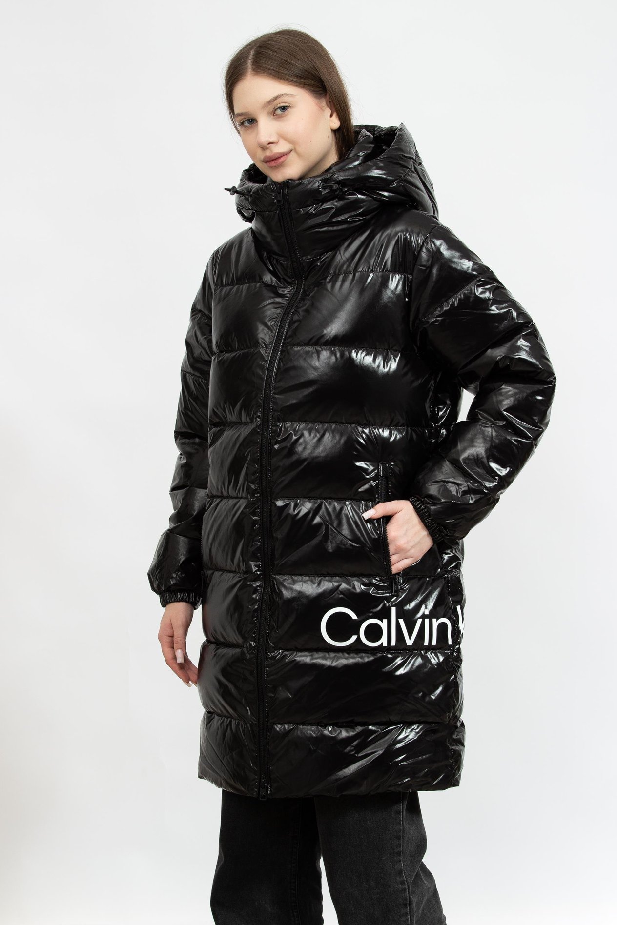 Calvin Klein Shiny Long Fitted Kadın Mont
