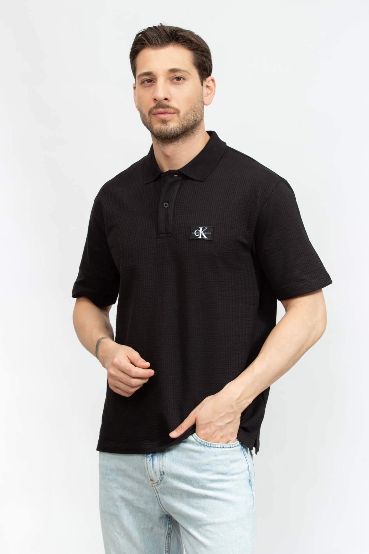 Calvin Klein Texture Erkek Polo Yaka T-Shirt