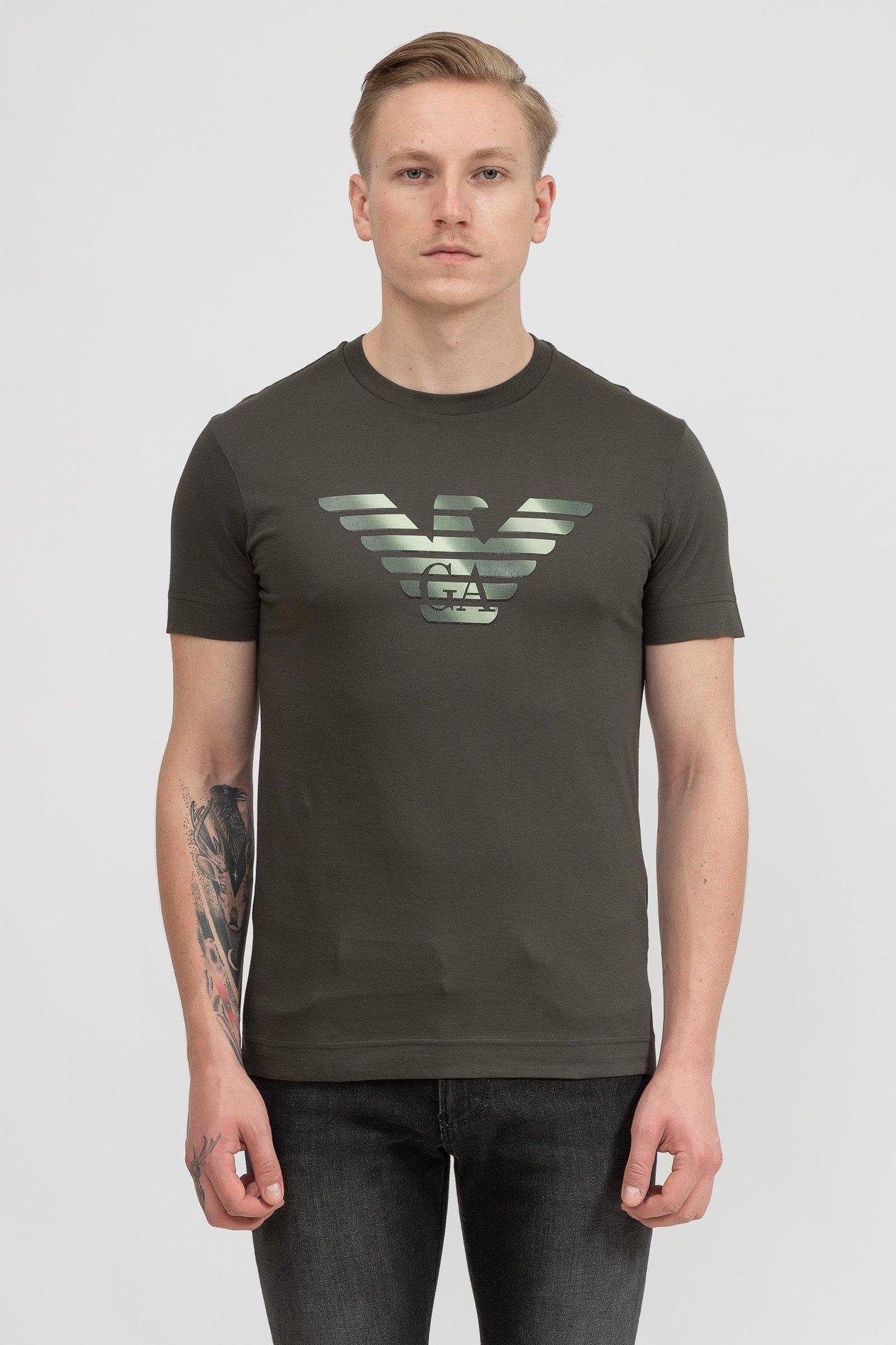 Emporio Armani Kartal Logo Baskılı Pamuklu Erkek Kısa Kollu T-Shirt