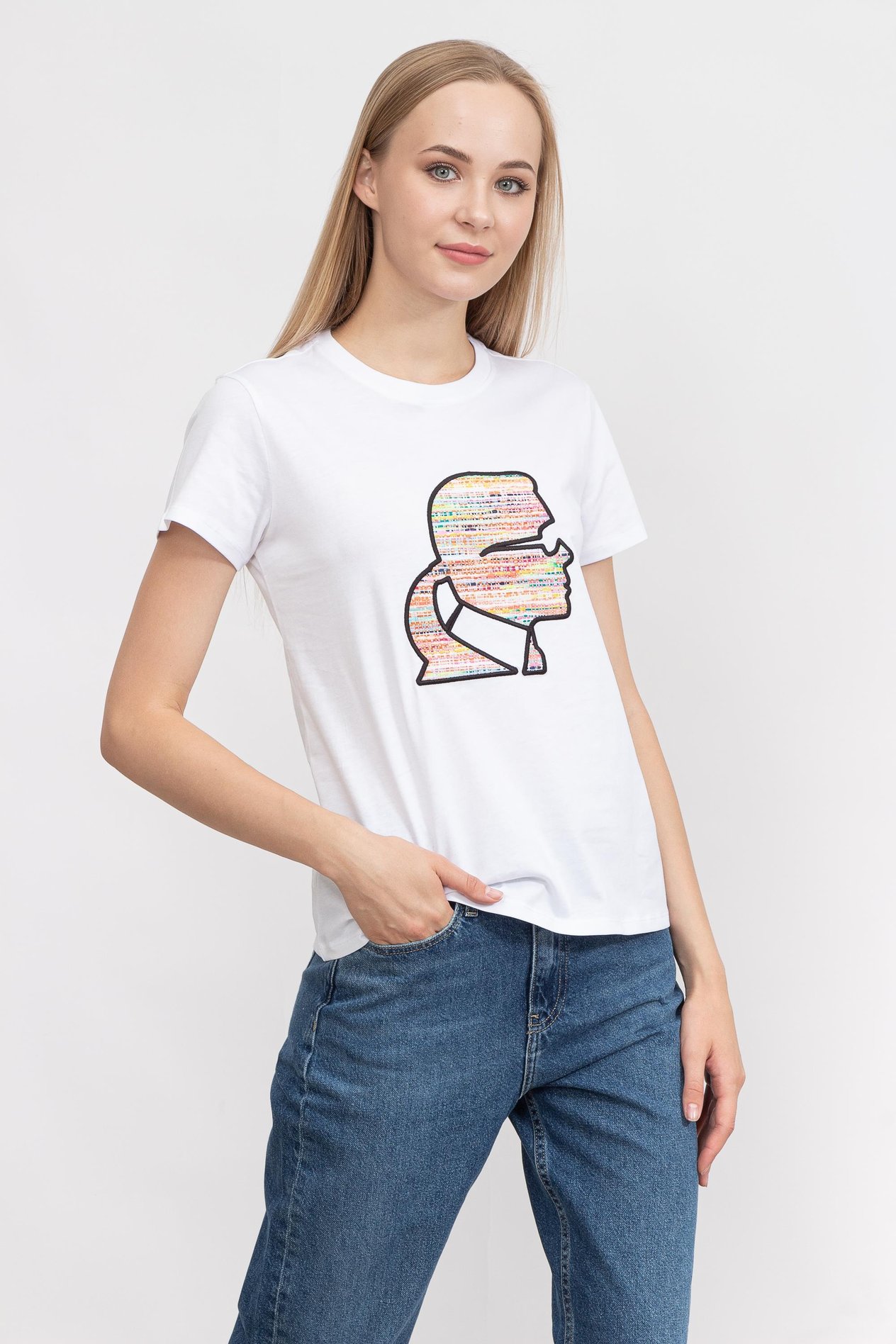 Karl Lagerfeld Boucle Kadın Bisiklet Yaka T-Shirt