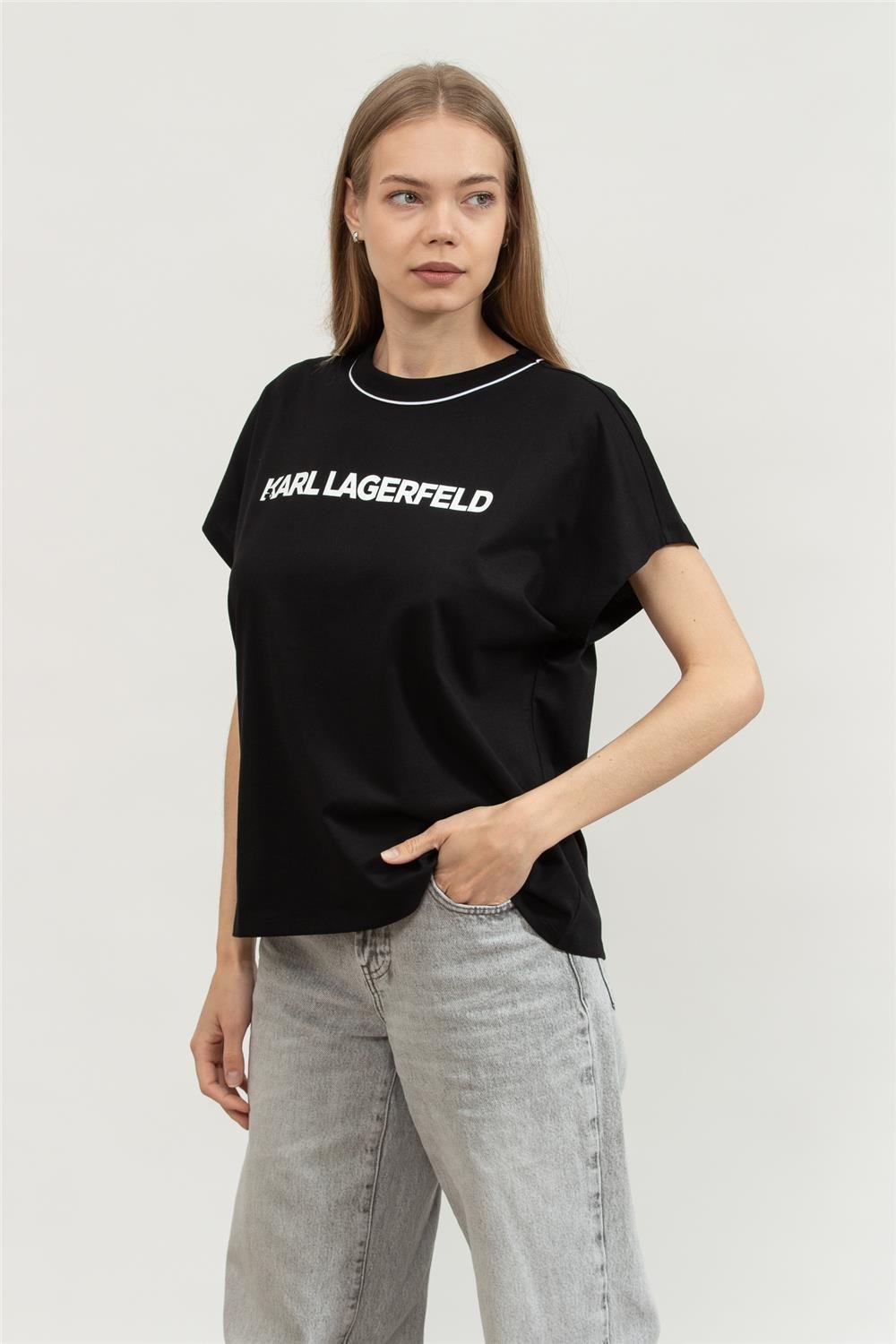 Karl Lagerfeld Kadın Bisiklet Yaka T-Shirt
