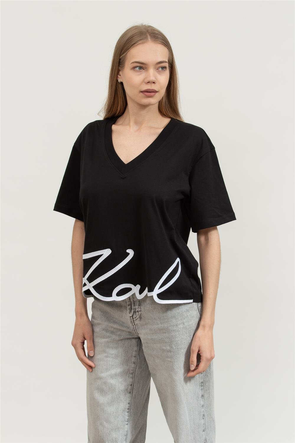 Karl Lagerfeld Kadın Bisiklet Yaka T-Shirt