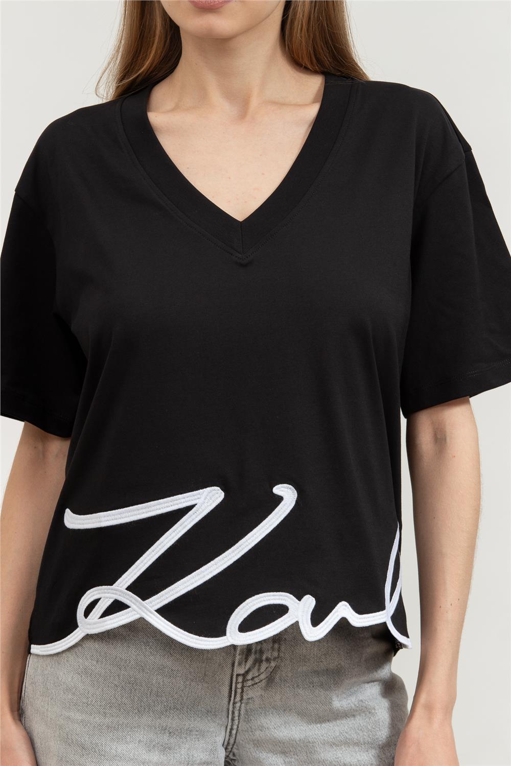 Karl Lagerfeld Kadın Bisiklet Yaka T-Shirt