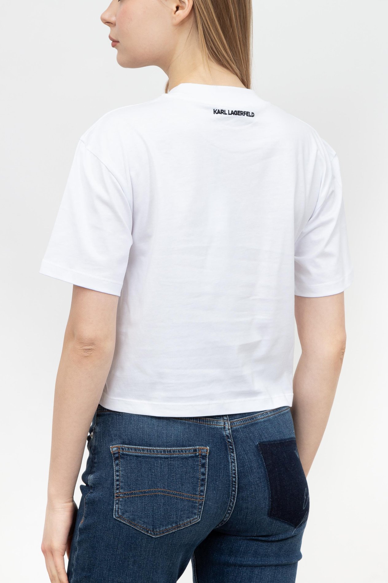 Karl Lagerfeld Logo Kadın Bisiklet Yaka T-Shirt