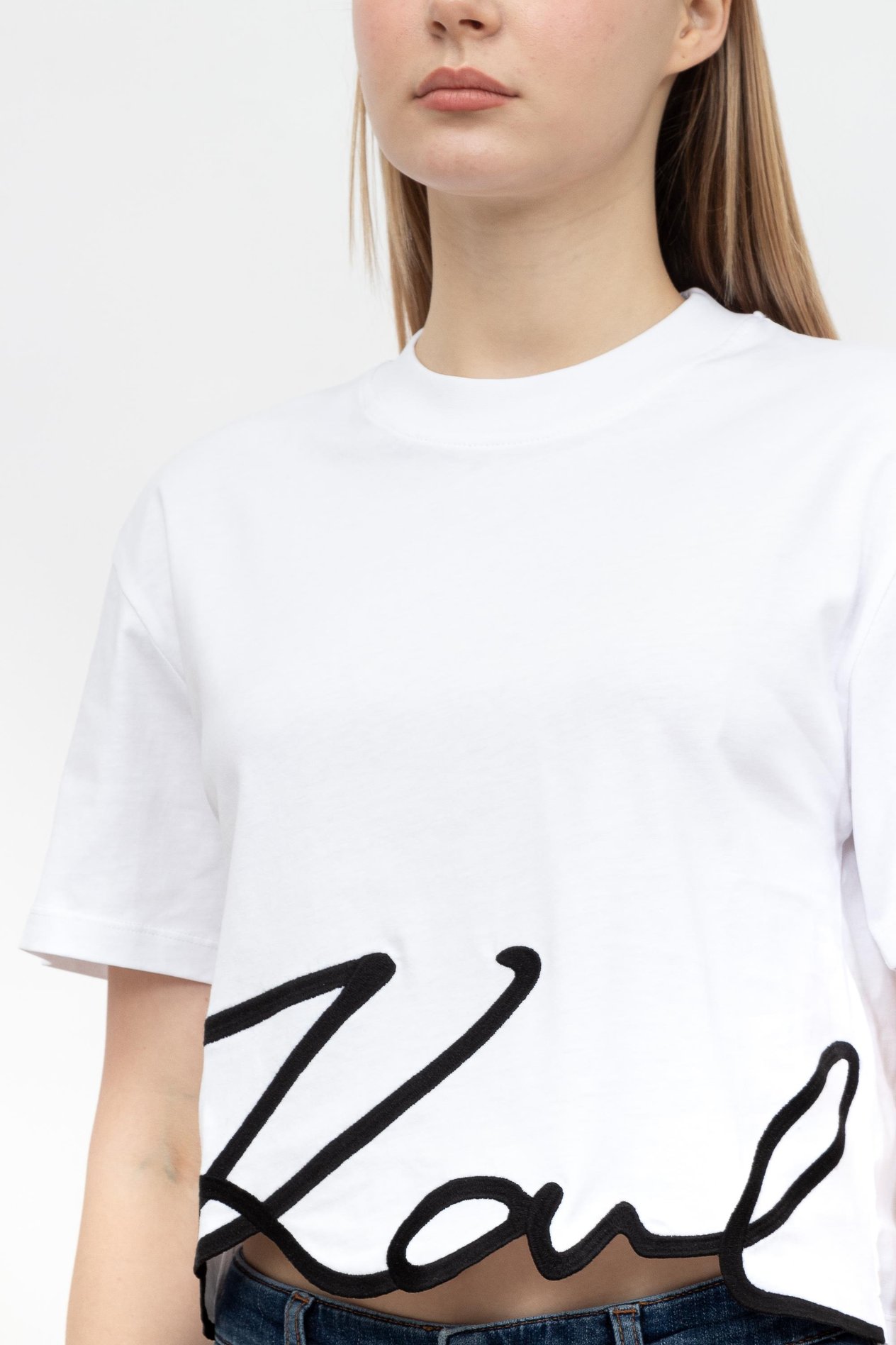 Karl Lagerfeld Logo Kadın Bisiklet Yaka T-Shirt