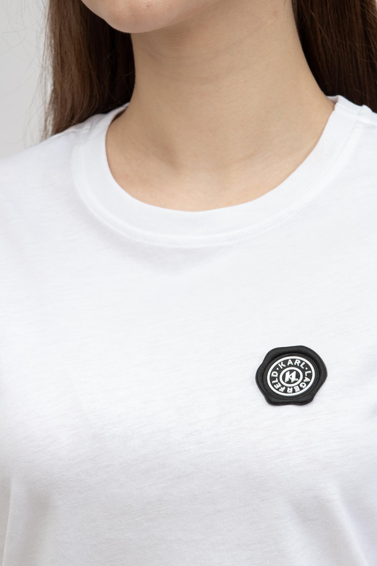Karl Lagerfeld Wax Seal Logo  Kadın Bisiklet Yaka T-Shirt
