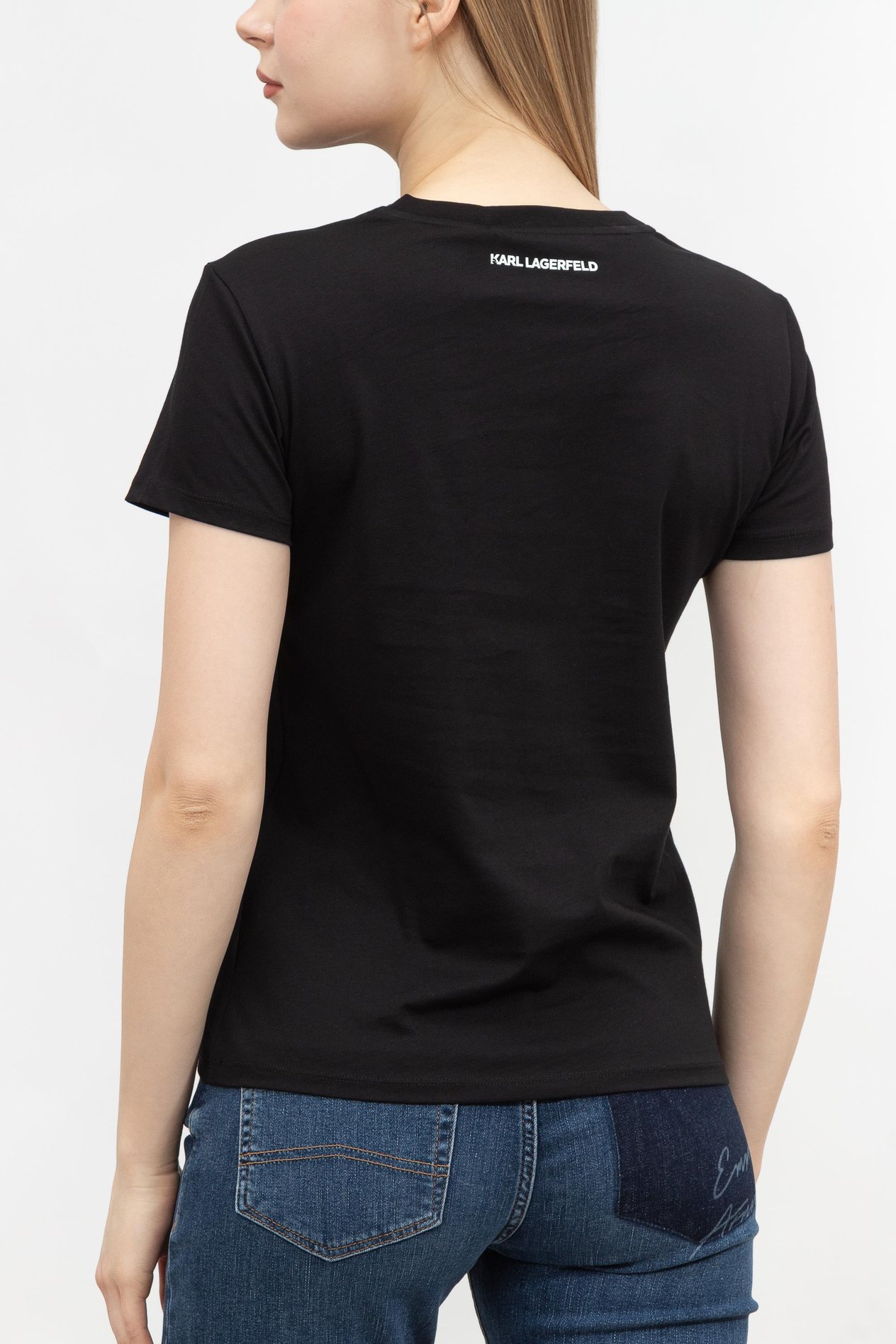 Karl Lagerfeld Wax Seal Logo  Kadın Bisiklet Yaka T-Shirt