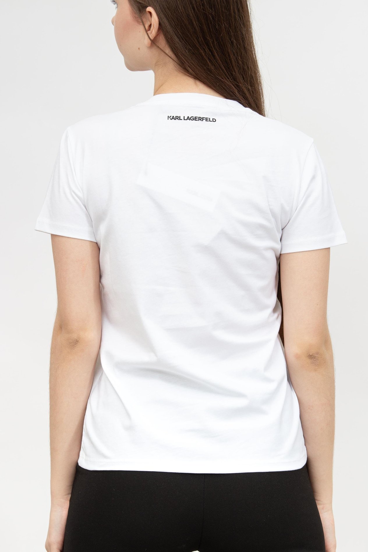 Karl Lagerfeld Wax Seal Logo  Kadın Bisiklet Yaka T-Shirt