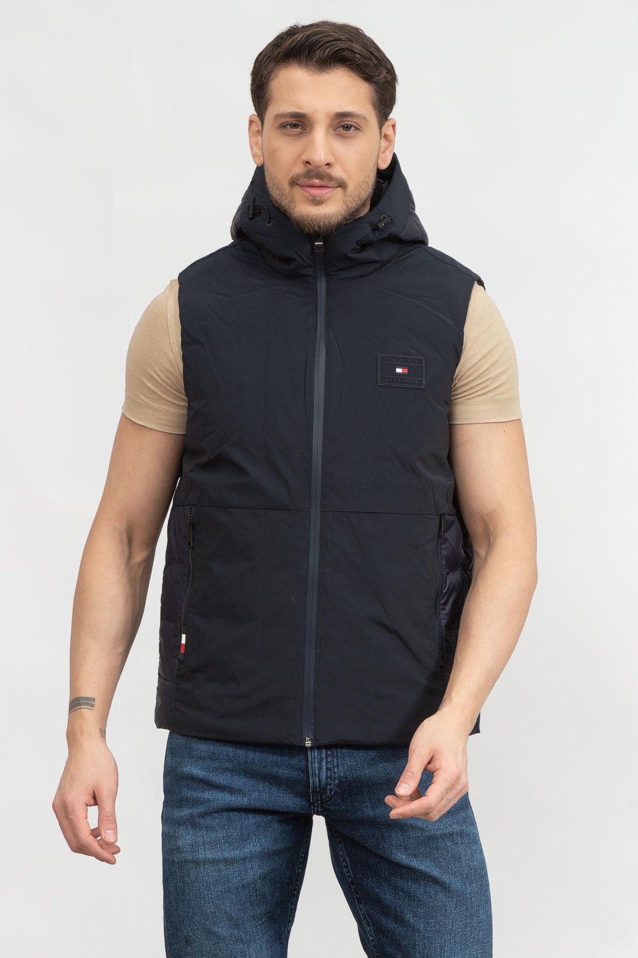Tommy Hilfiger Mix Media Hooded Vest Erkek Yelek
