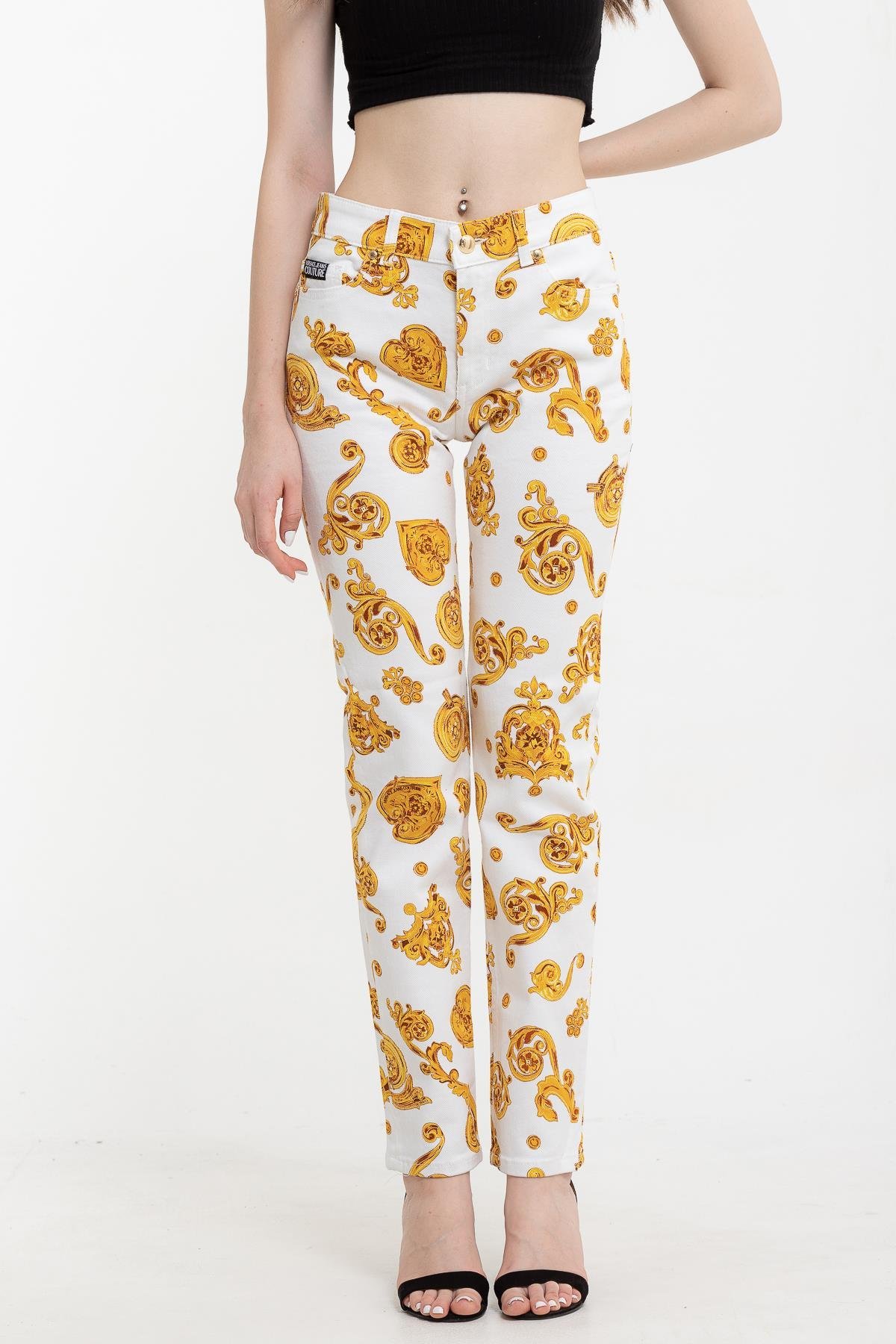 Versace Jeans Couture  Bull Print Gioielli Desenli Skinny Kadın  Pantolon