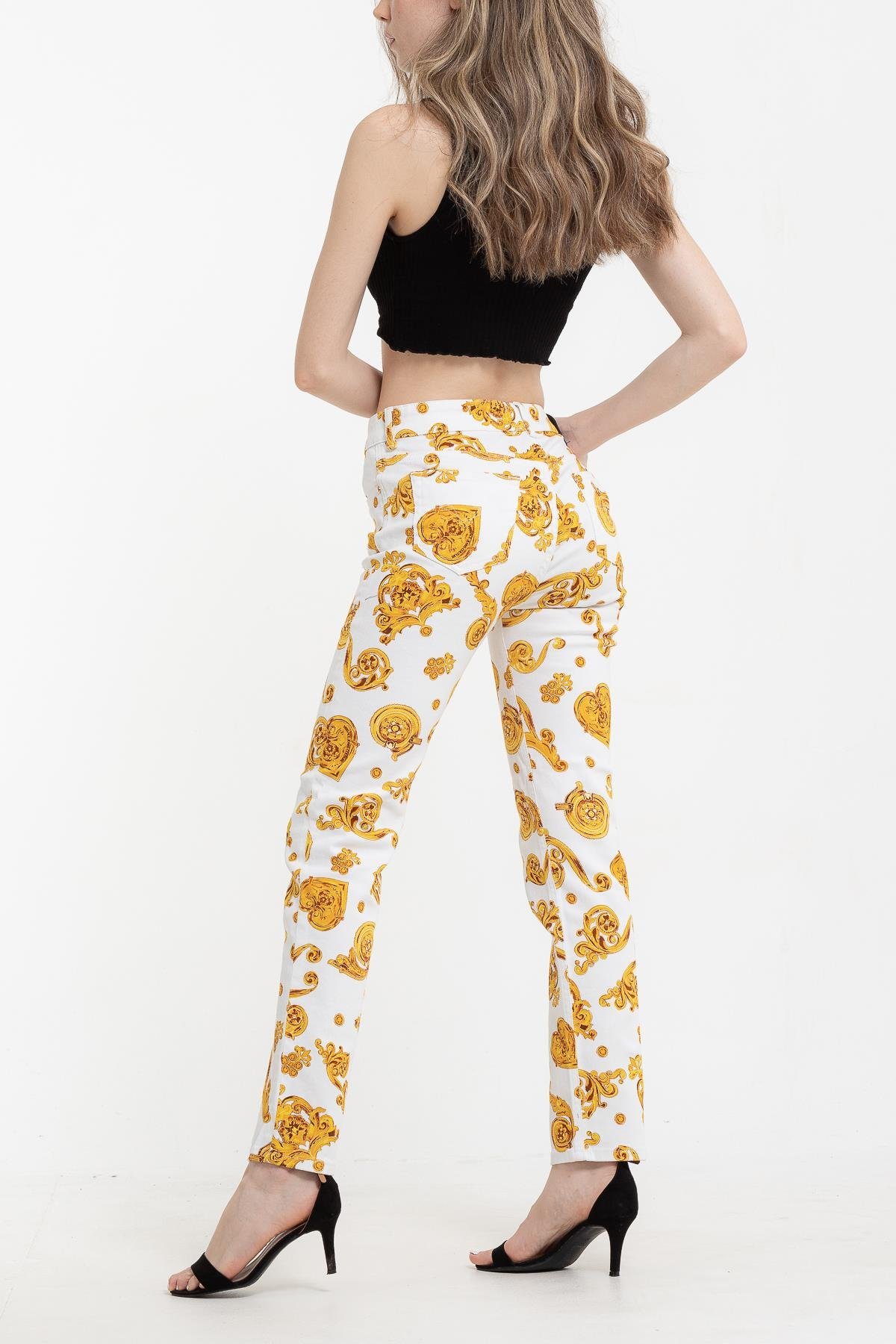 Versace Jeans Couture  Bull Print Gioielli Desenli Skinny Kadın  Pantolon
