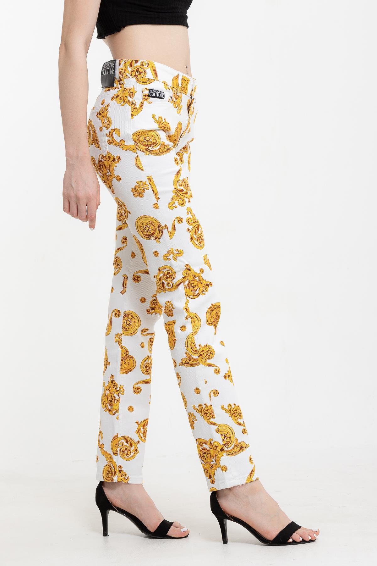 Versace Jeans Couture  Bull Print Gioielli Desenli Skinny Kadın  Pantolon