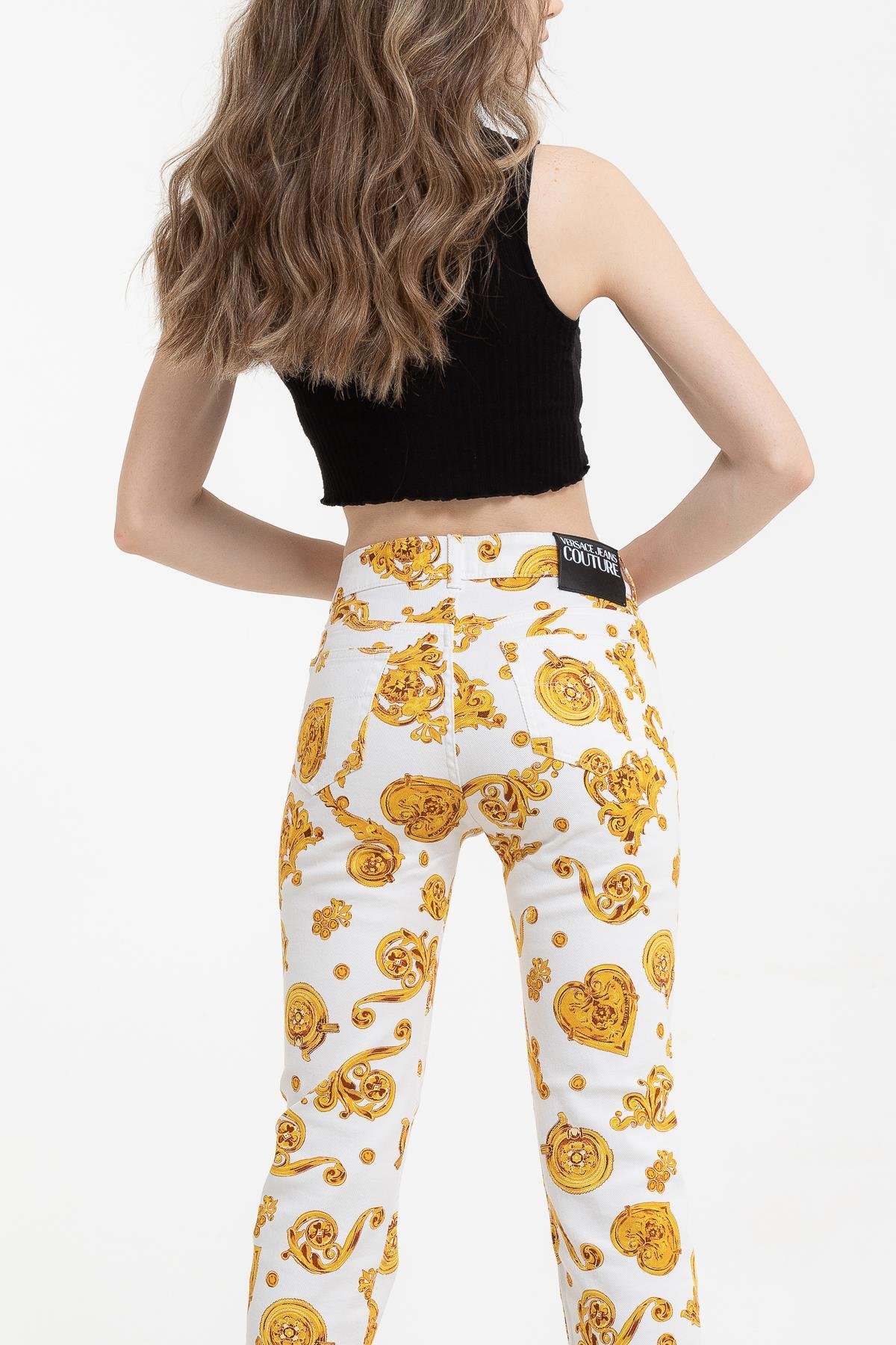Versace Jeans Couture  Bull Print Gioielli Desenli Skinny Kadın  Pantolon