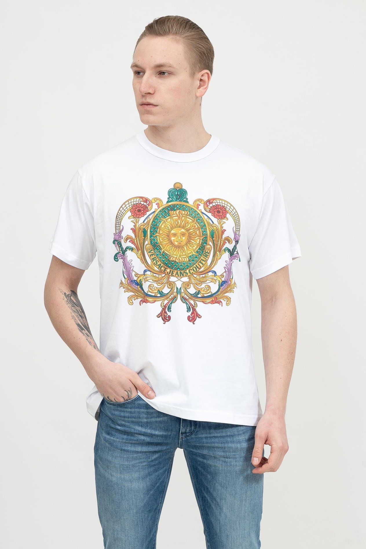 Versace Jeans Couture Erkek Bisiklet Yaka T-Shirt