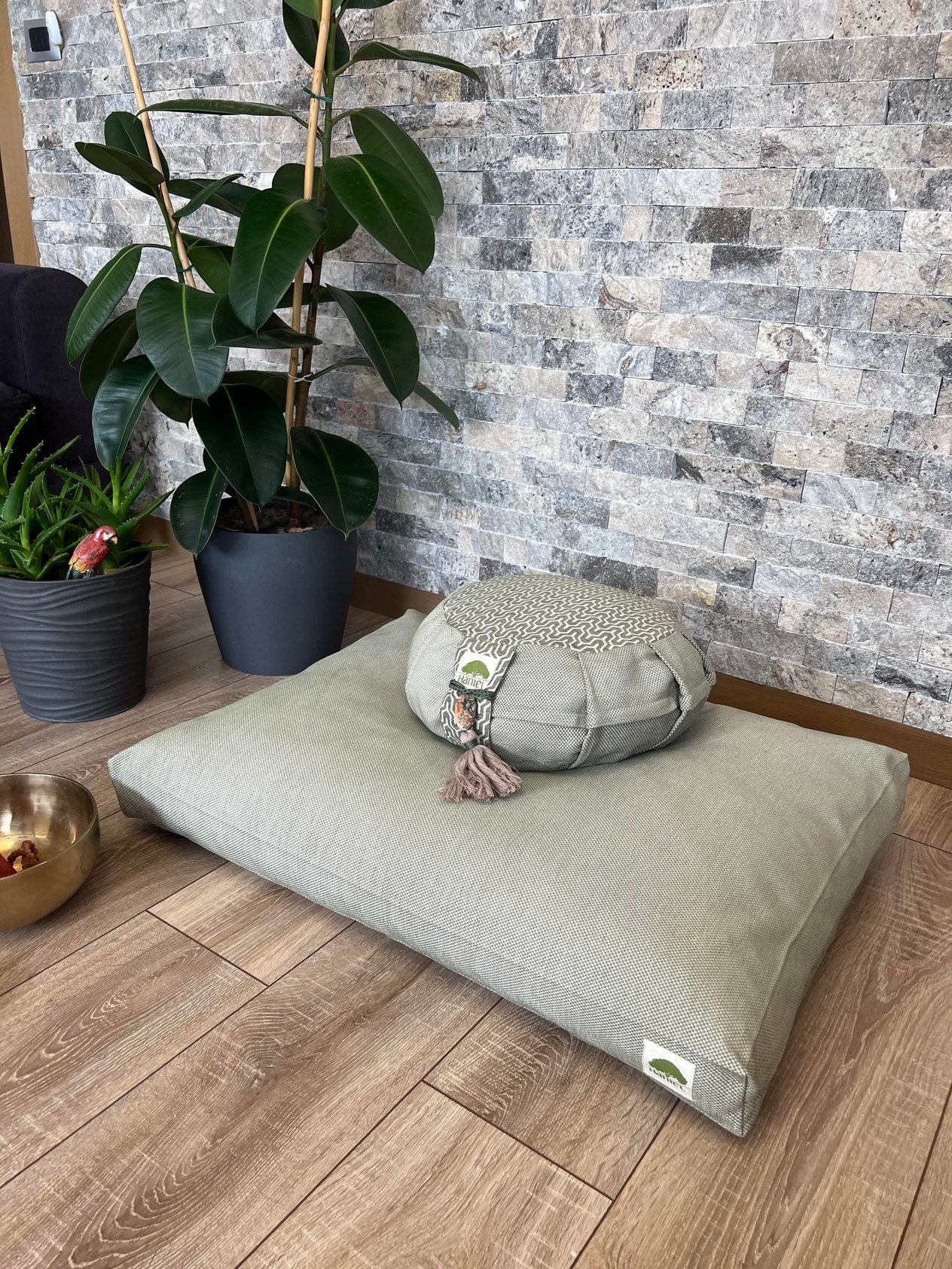 Lotus Meditasyon Minder Seti, Adaçayı Zafu Zabuton Yoga Minderi, Ortası Desenli