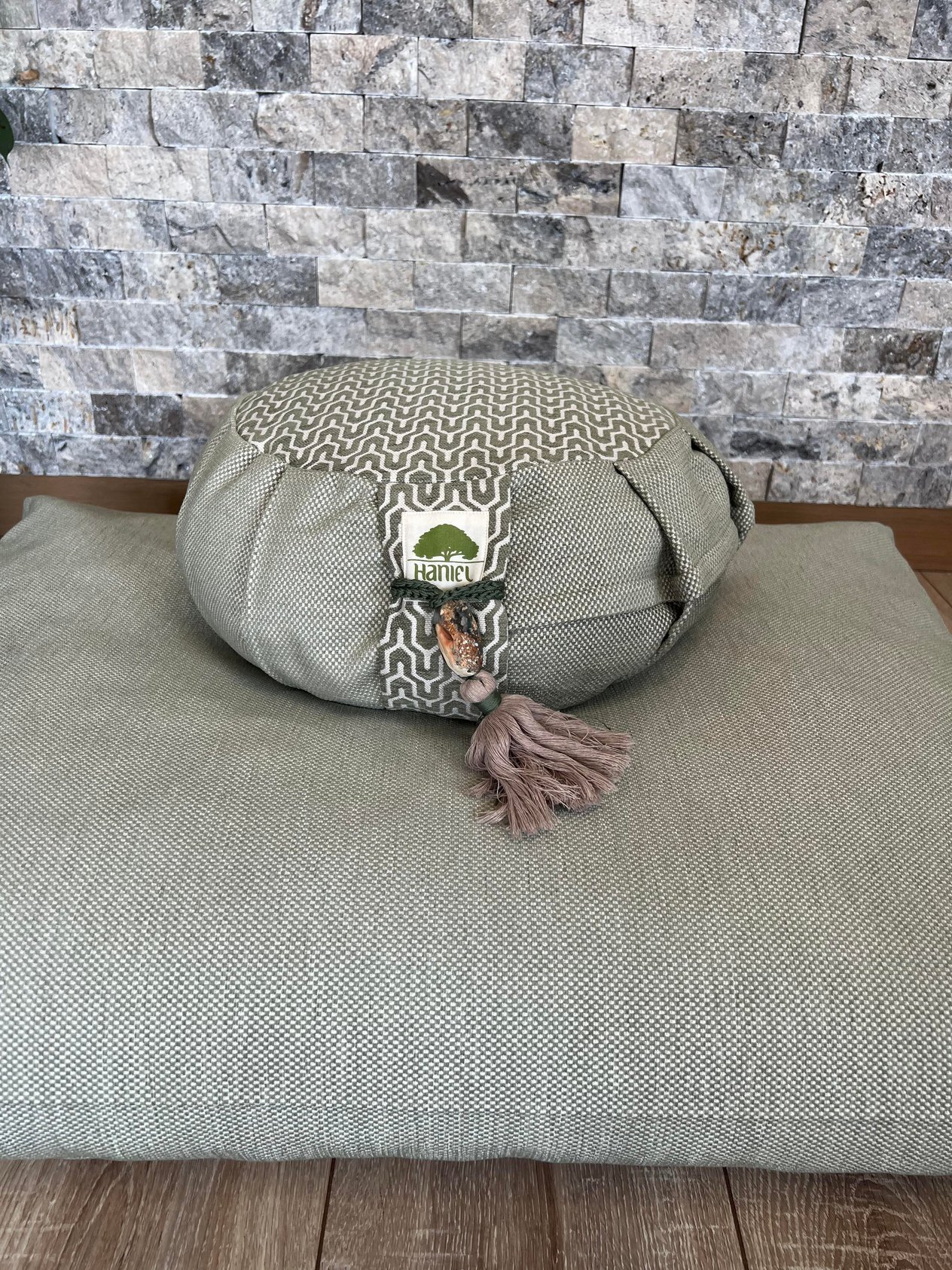 Lotus Meditasyon Minder Seti, Adaçayı Zafu Zabuton Yoga Minderi, Ortası Desenli