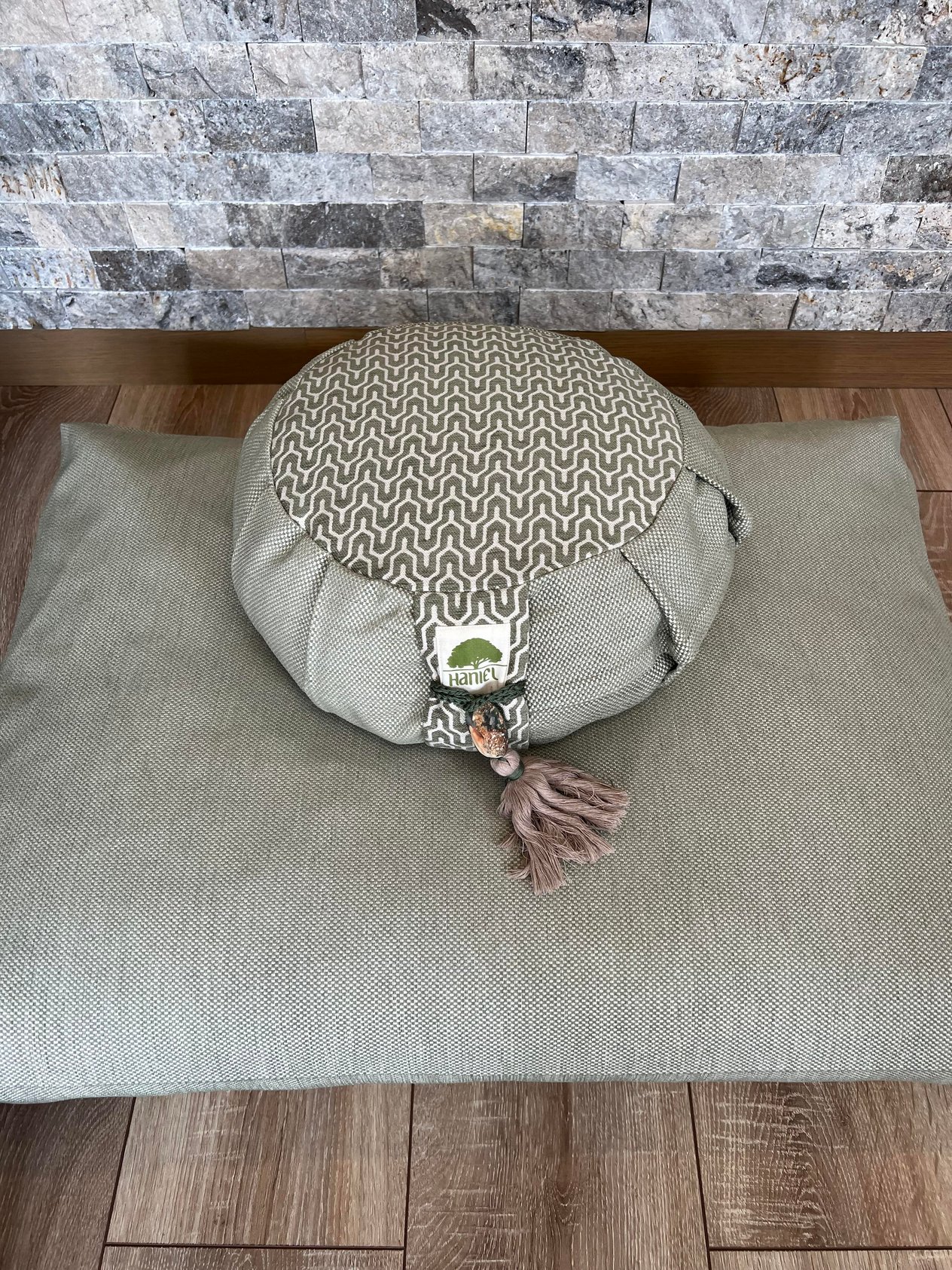 Lotus Meditasyon Minder Seti, Adaçayı Zafu Zabuton Yoga Minderi, Ortası Desenli