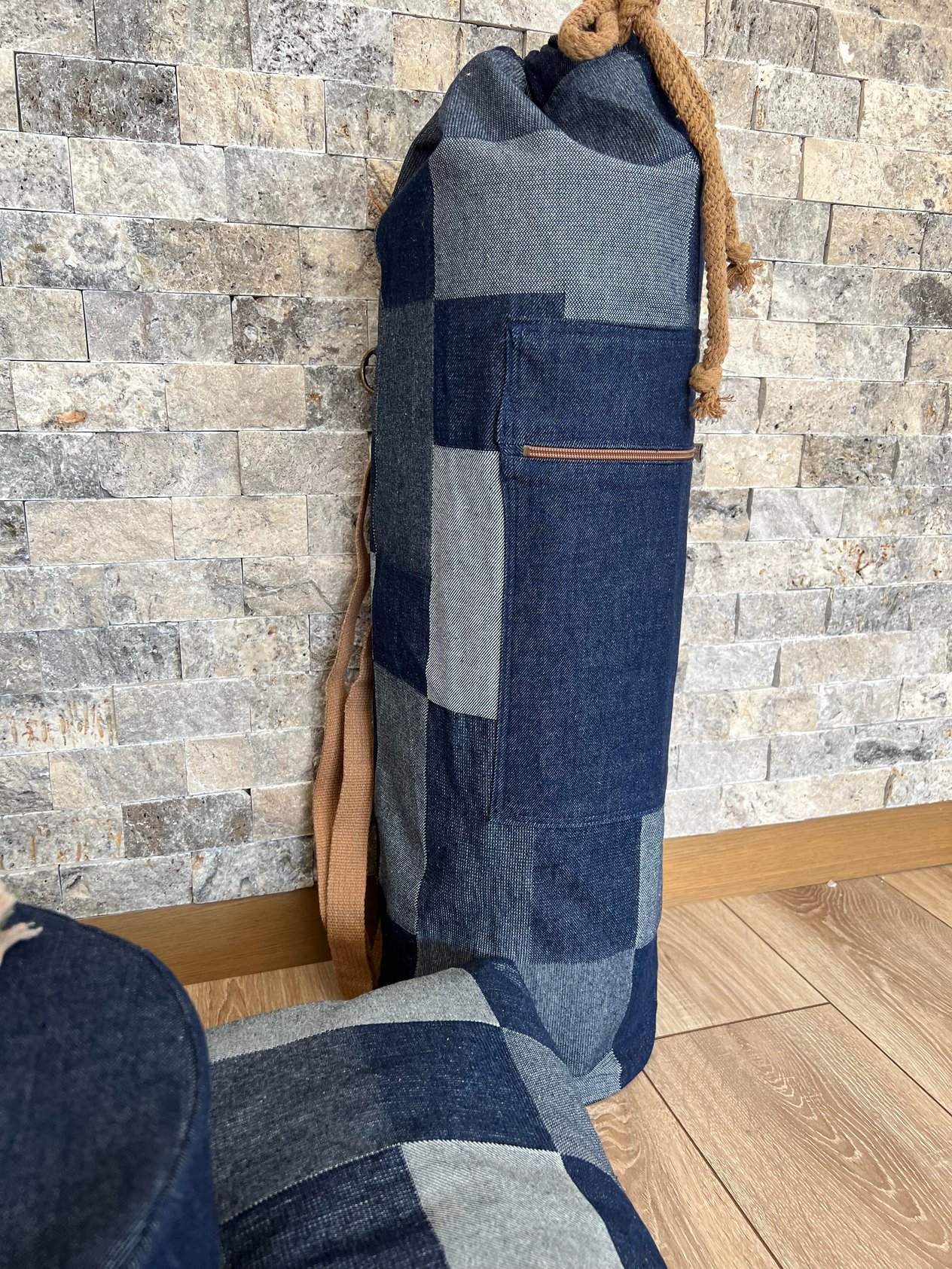 Lüks Denim Yoga ve Meditasyon Seti: Zafu, Zabuton, Bolster, Göz Yastığı ve Yoga Mat Çantası ile Tam Destek