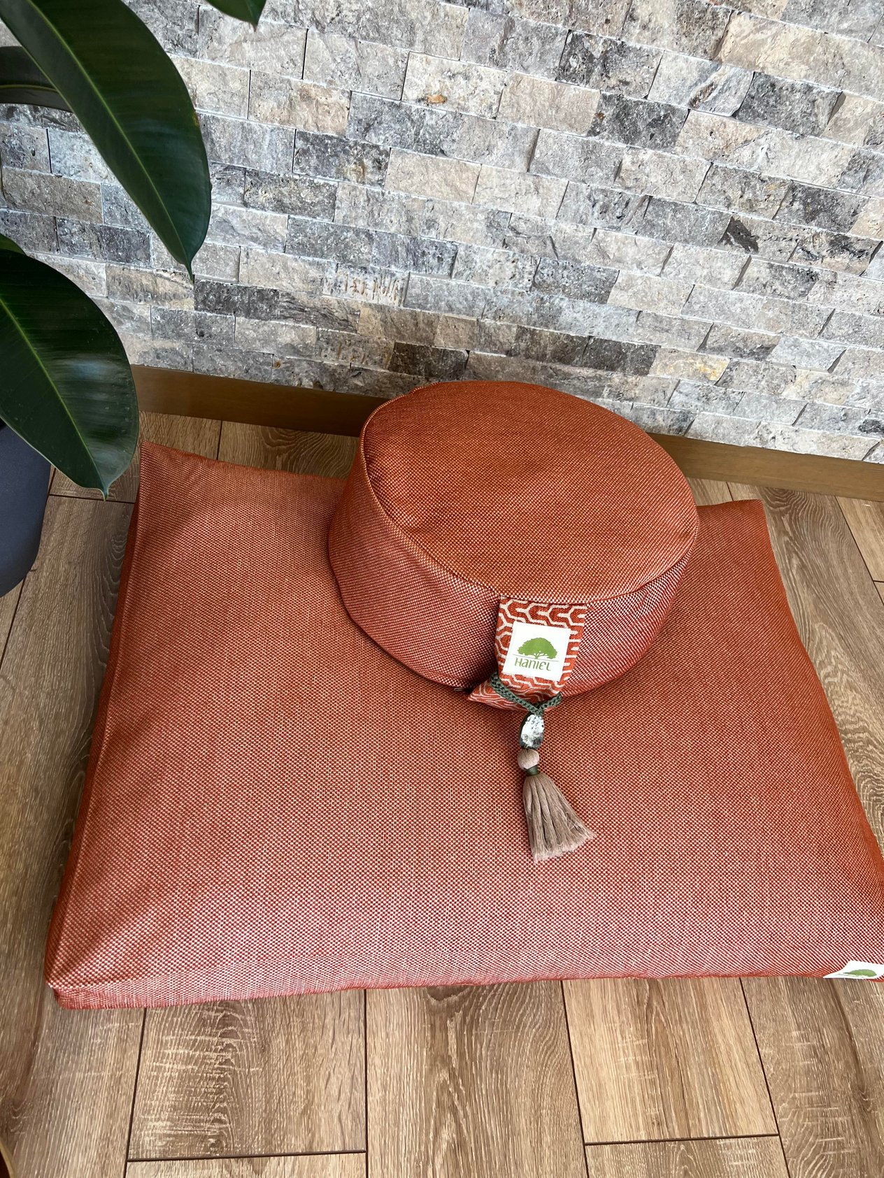 Yoga Meditasyon Yer Minder Seti, Zabuton Organik Pamuk Dolgulu, Tarçın Renk Zafu, Yoga hediye, yoga stüdyo