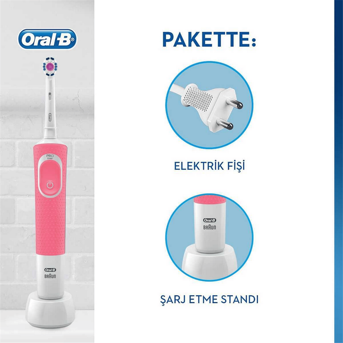 BRAUN D100 PEMBE  VITALITY 3D WHITE KUTULU