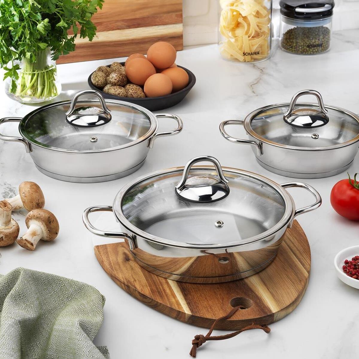 SCHAFER 1S1601-13003-İNX01 EVA ÇELİK SAHAN SETİ 6 PRÇ İNOX