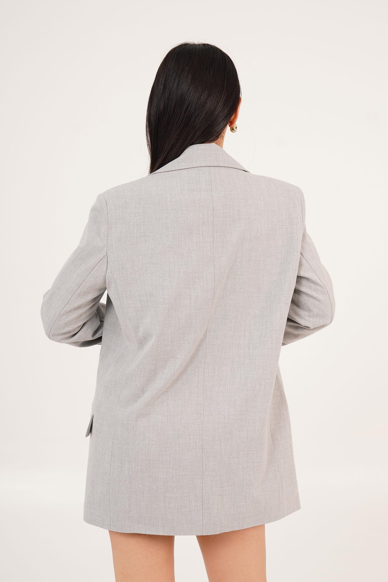 Astarı Çizgi Detaylı Gri Blazer Ceket