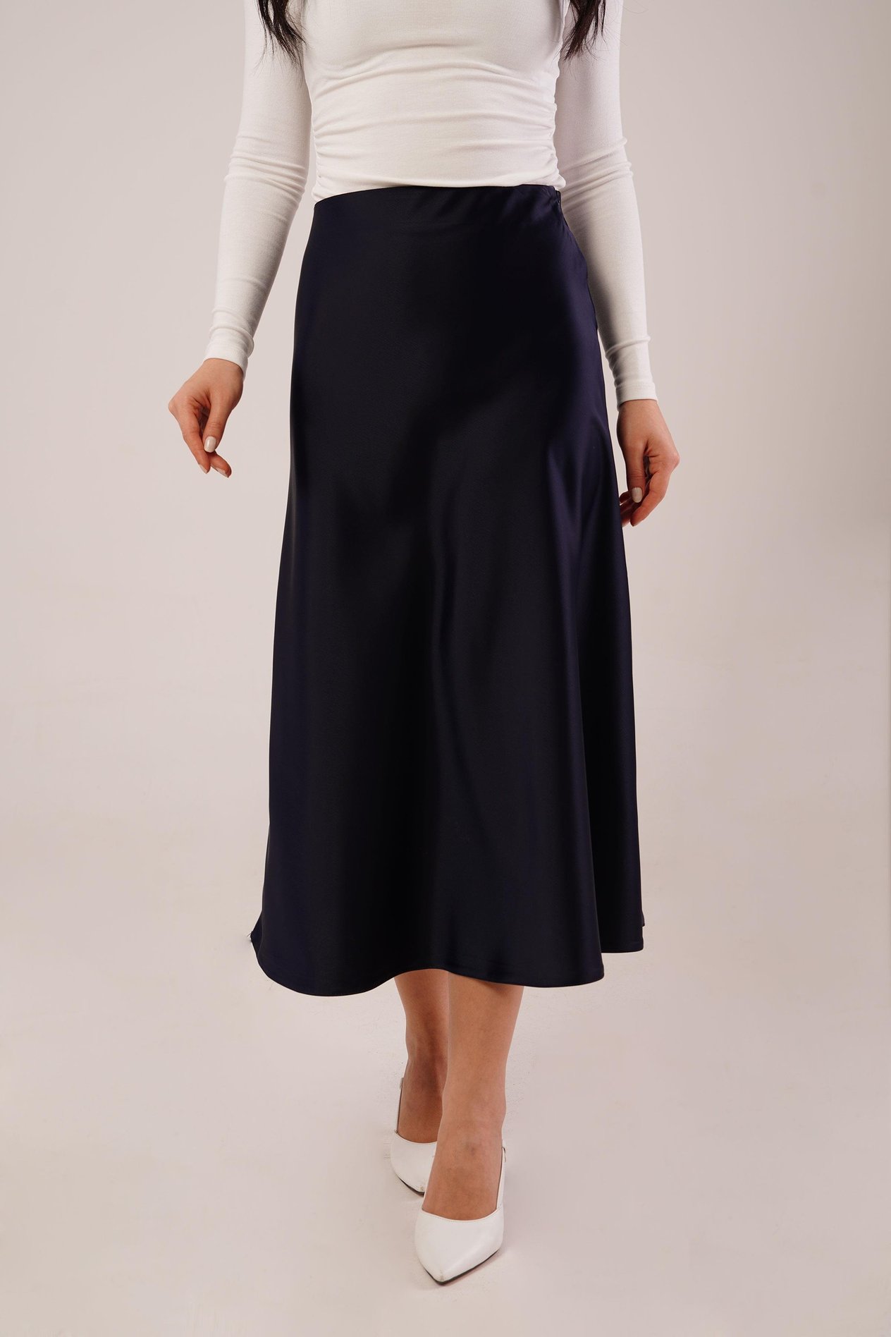 Midi Boy Trend Lacivert Saten Etek