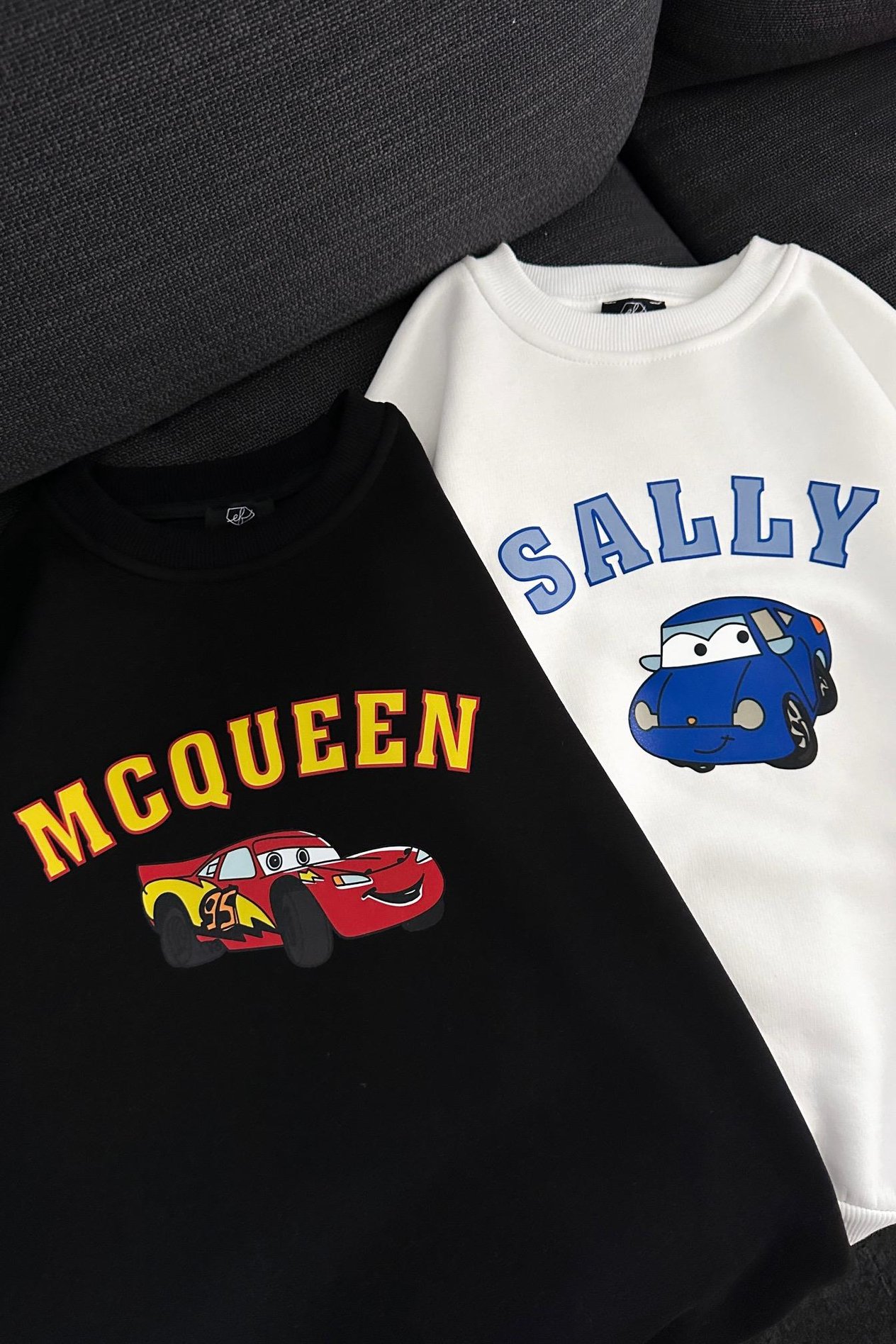 3 İplik Şardonlu Sally & Mcqueen Çift Sevgili Sweatshirt