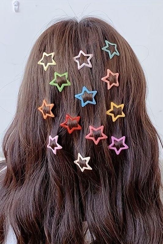 6lı Yıldız Çıt Çıt Toka Y2K Star Style (Renkli)