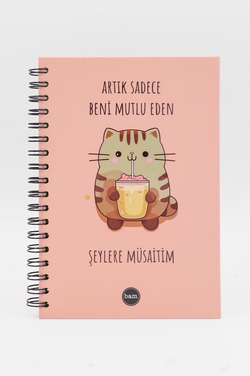 Beni Mutlu Eden Şeylere Müsaitim Tasarımlı Spiralli Defter