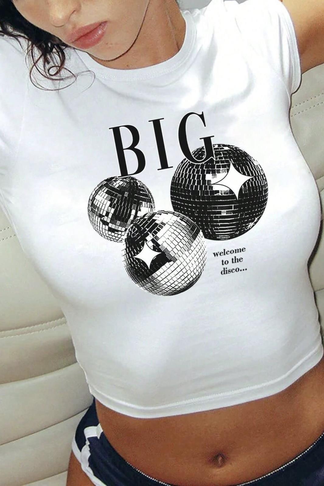 Beyaz Big Welcome To The Disco Crop