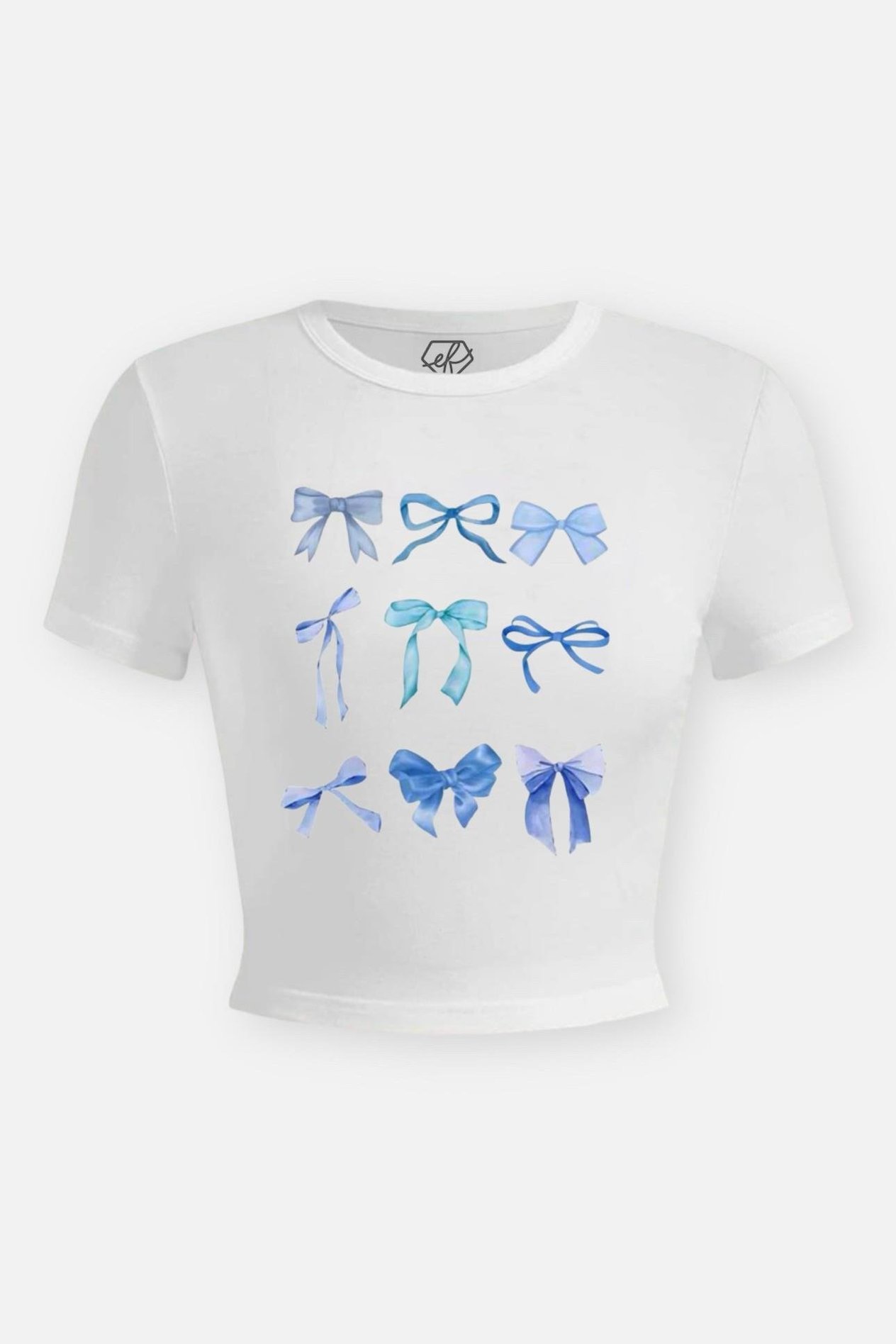 Beyaz Coquette Blue Bow Crop