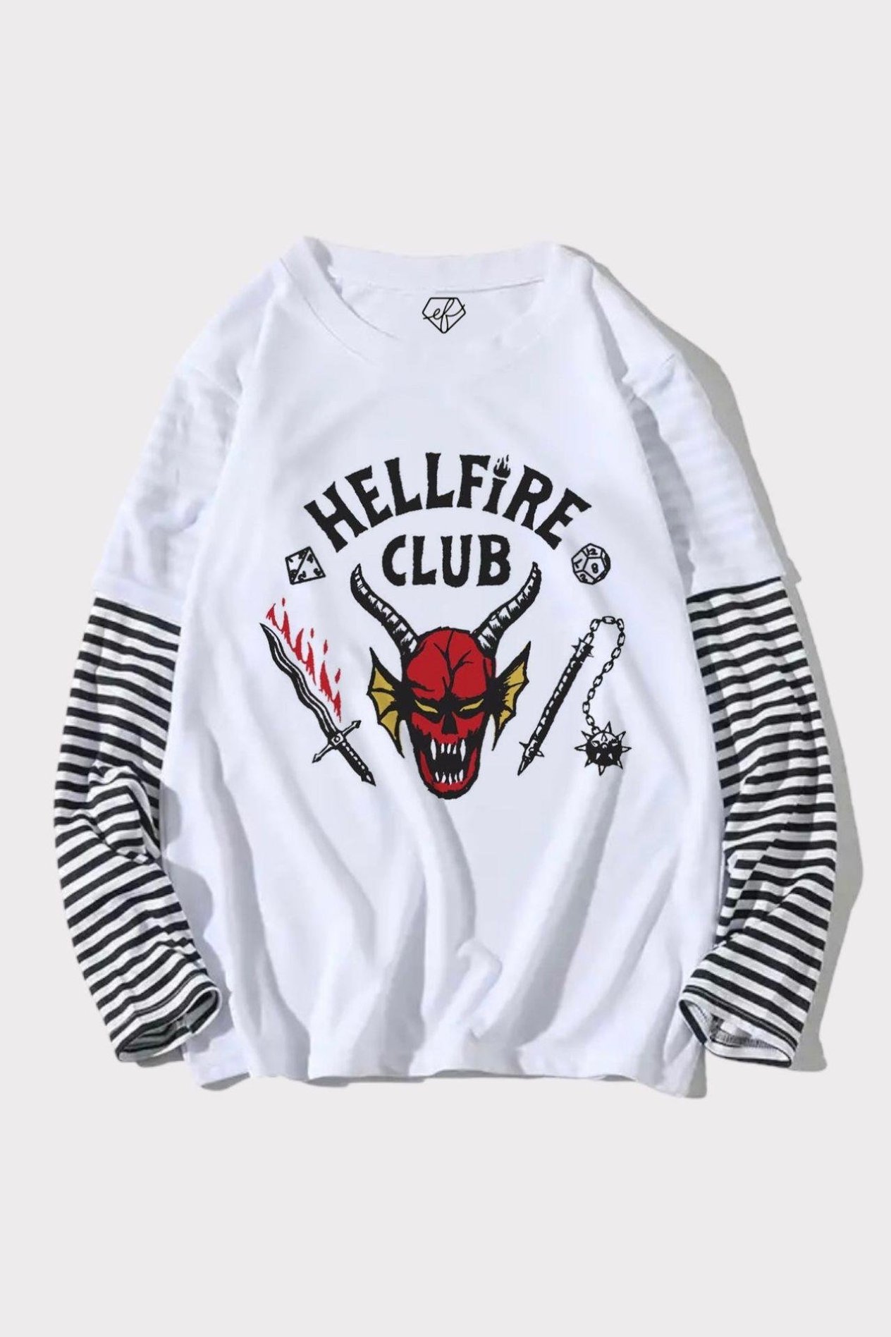 Beyaz Hellfire Club Birleşik T-Shirt
