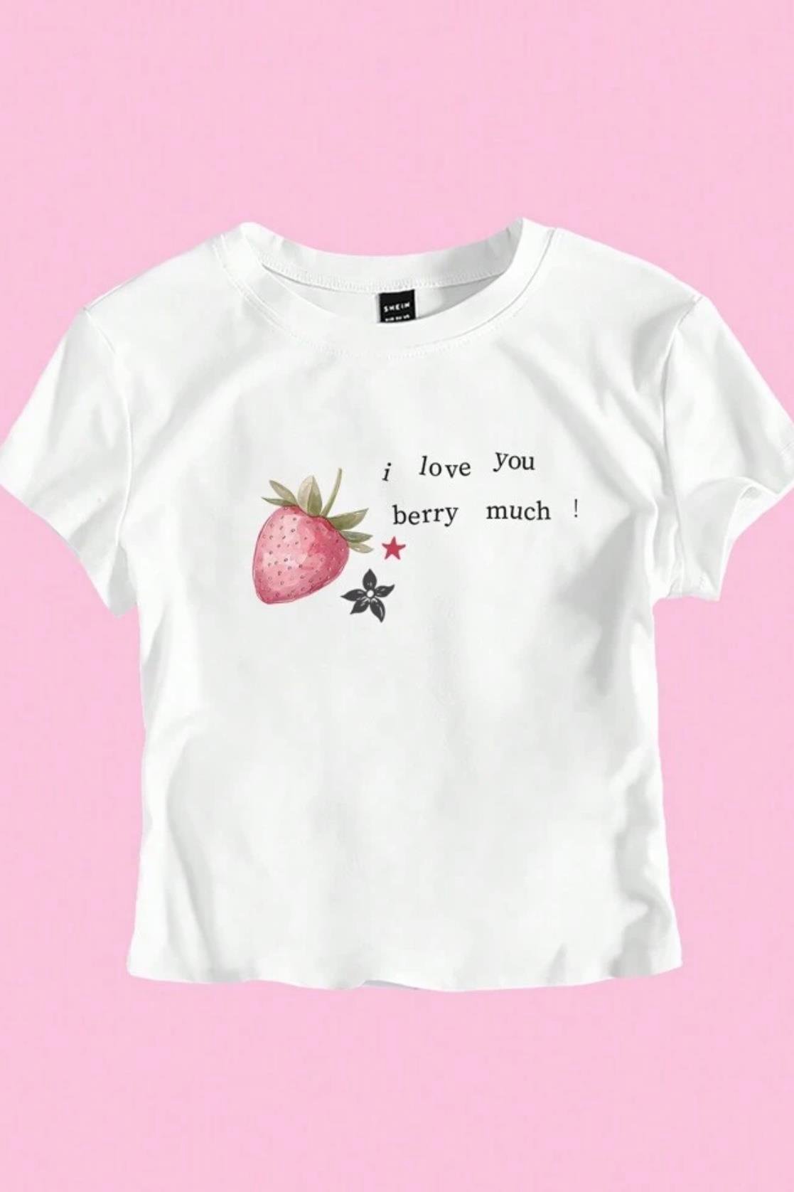 Beyaz I Love You Berry Much Crop 