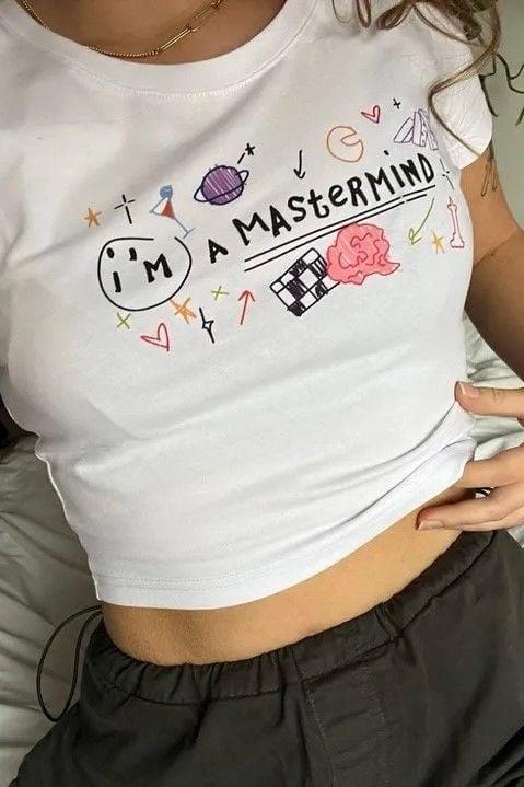 Beyaz I'm A Mastermind Crop