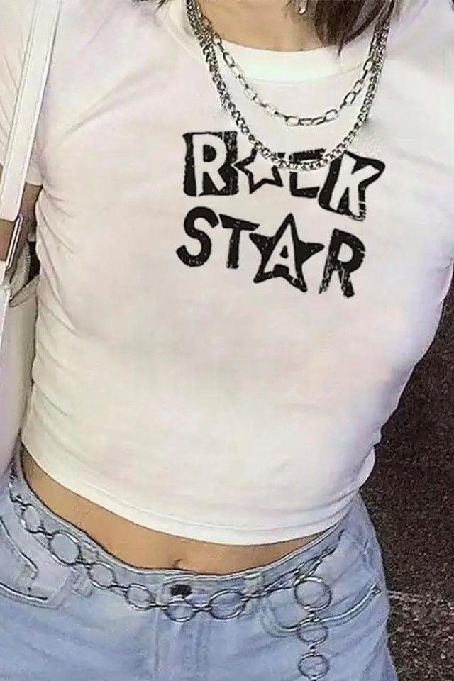 Beyaz Rock Star Crop