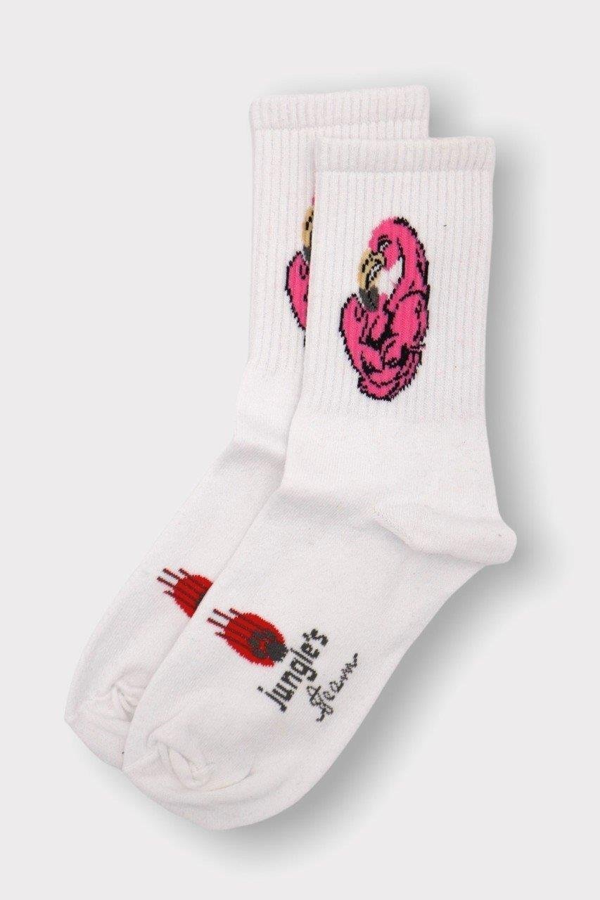Beyaz Tek Flamingo Çorap