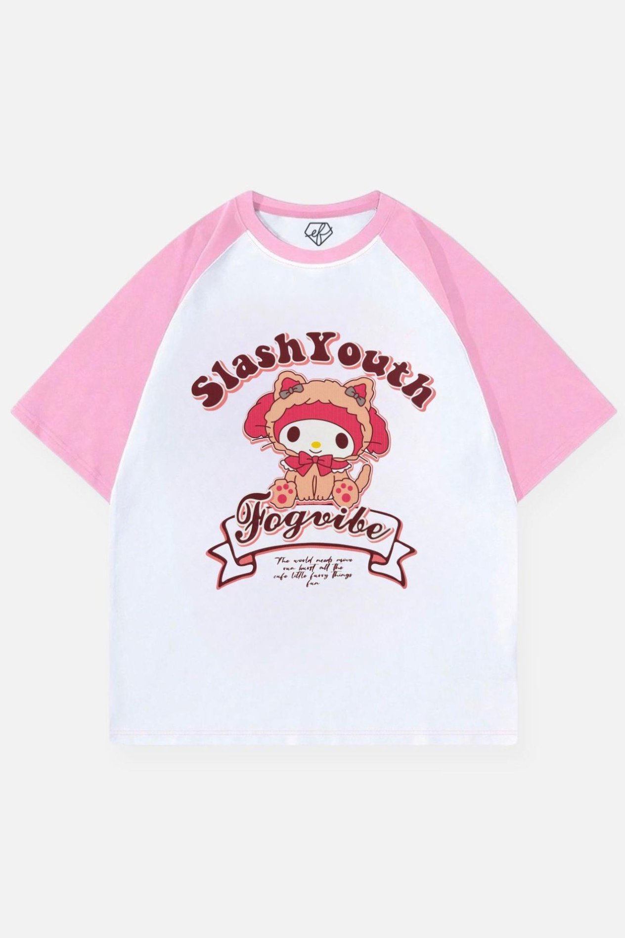 Beyaz Unisex Pembe Reglan Slash Youth My Melody T-Shirt