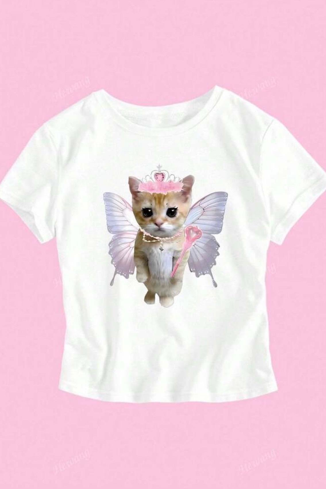 Beyaz Unisex Queen Cat Bluz 
