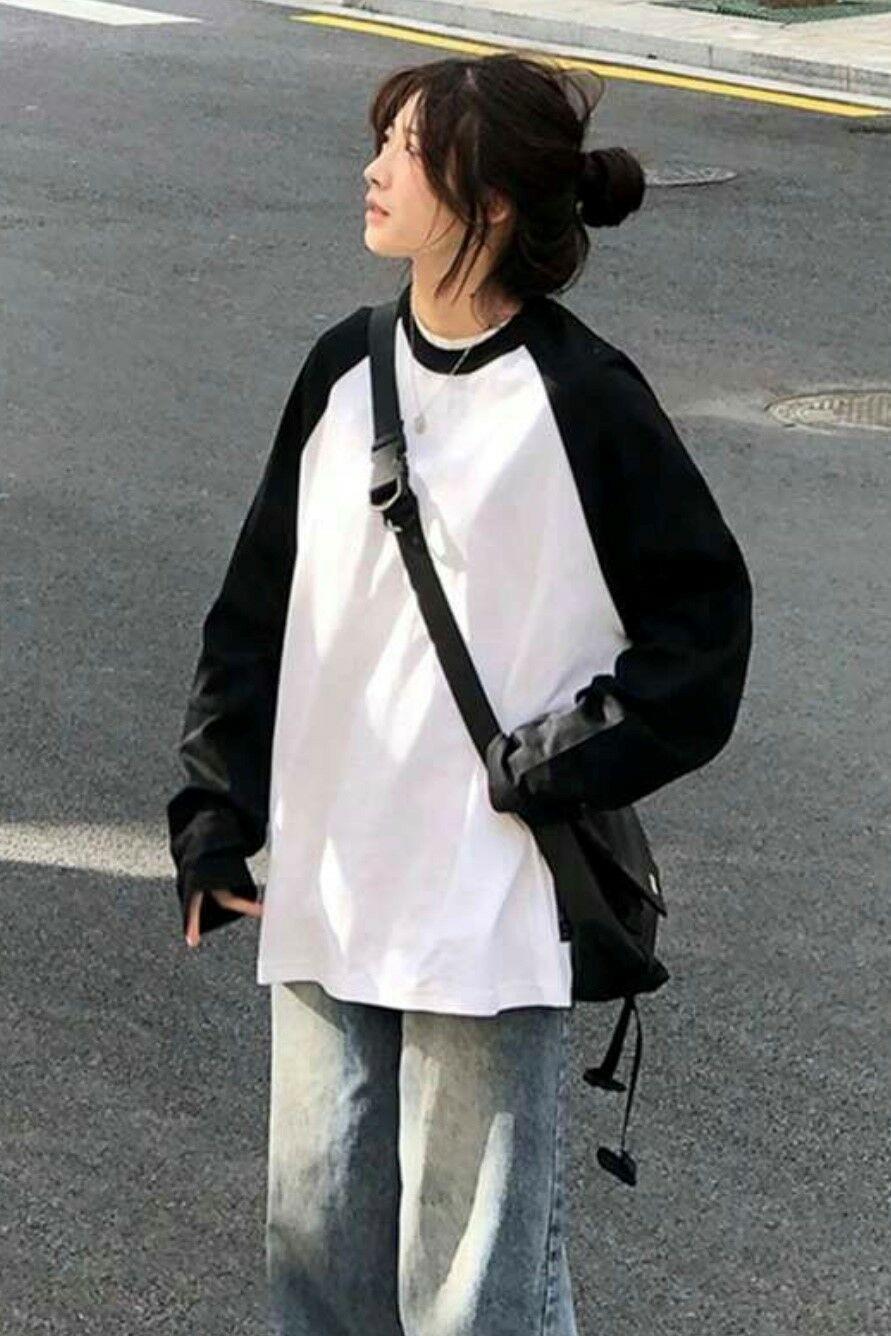 Beyaz Unisex Reglan Uzun Kol T-Shirt