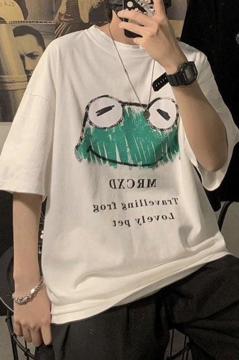 Beyaz Unisex Sevimli Kurbağa T-Shirt